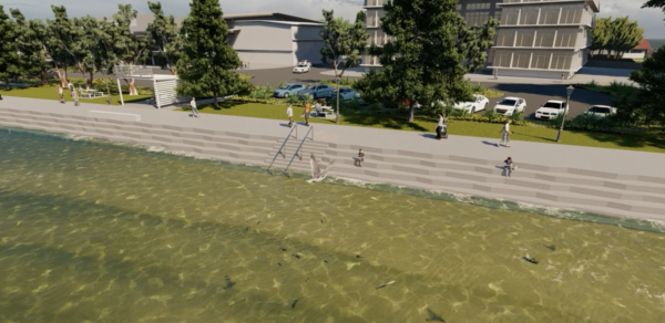 A concept image of the Crockatt Park Seawall project at Woody Point. Graphic: MBCC