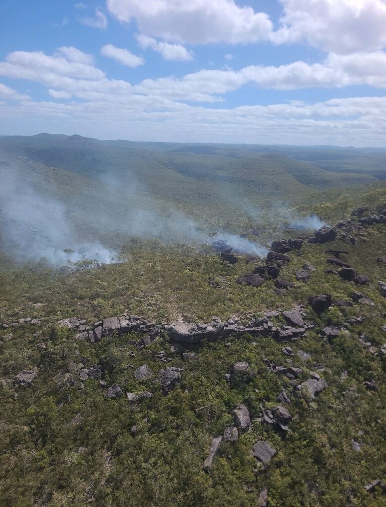 Cultural burning on Cape York that help uncover the ‘new’ artwork. Photo: Qld Department of Environment.