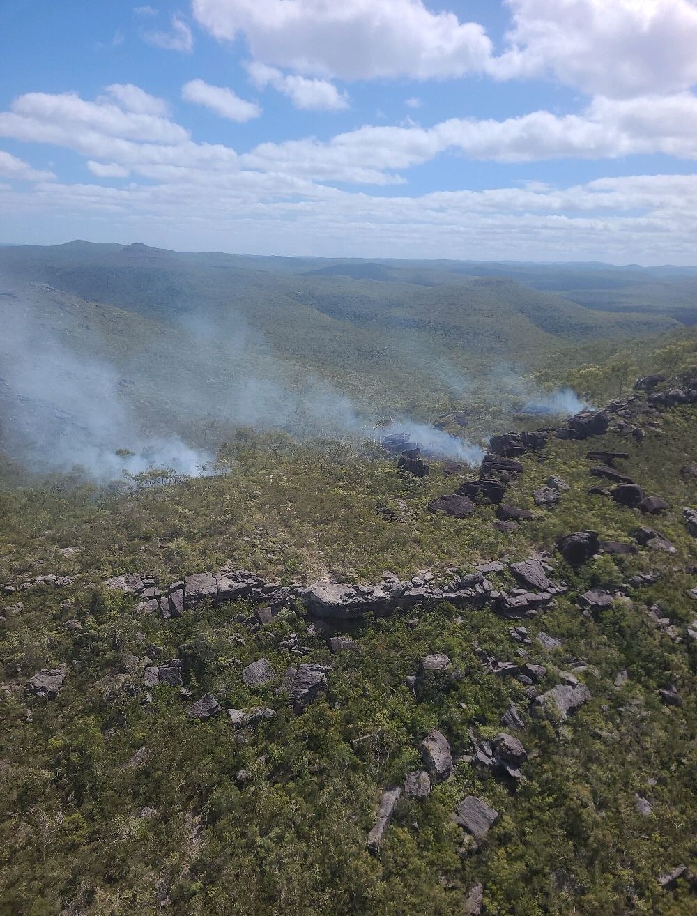 Cultural burning on Cape York that help uncover the ‘new’ artwork. Photo: Qld Department of Environment.