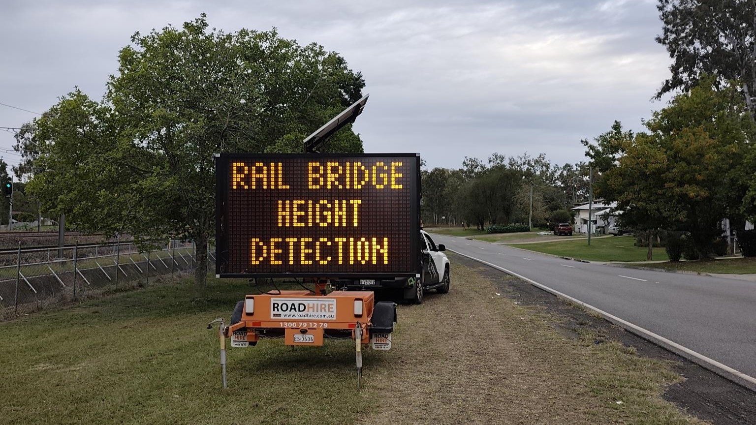 The trailer located at Dixon St, Wulkuraka, at Ipswich. There were 47 bridge strikes at the site last year. Photo: Qld Rail