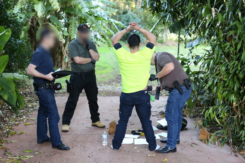 aircraft ... An arrest is made in Atherton, Far North Qld, in July 2020 over the failed import of a 500kg cocaine shipment. Photo: ABF/AFP