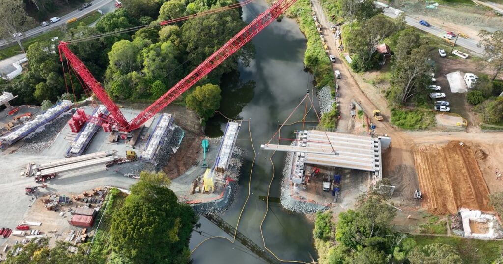 The girders will be driven to the Youngs Crossing site at night and installed during the day. Photo: Moreton Bay City Council