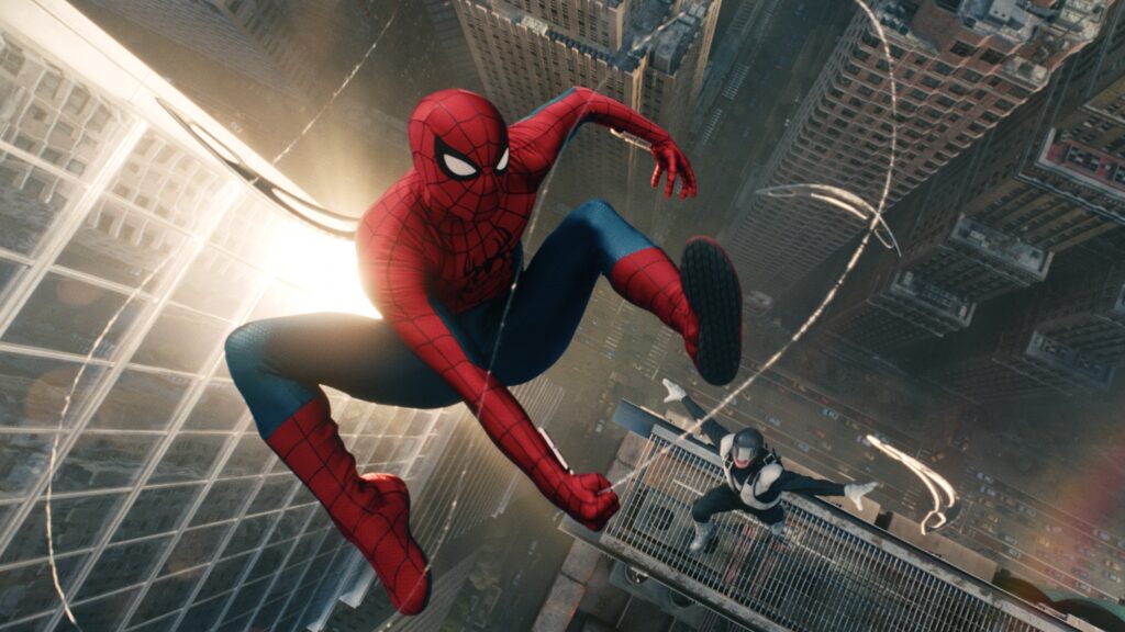 Spider-Man is chased by villain Boomerang in a scene from the new movie. Photo: Hoyts
