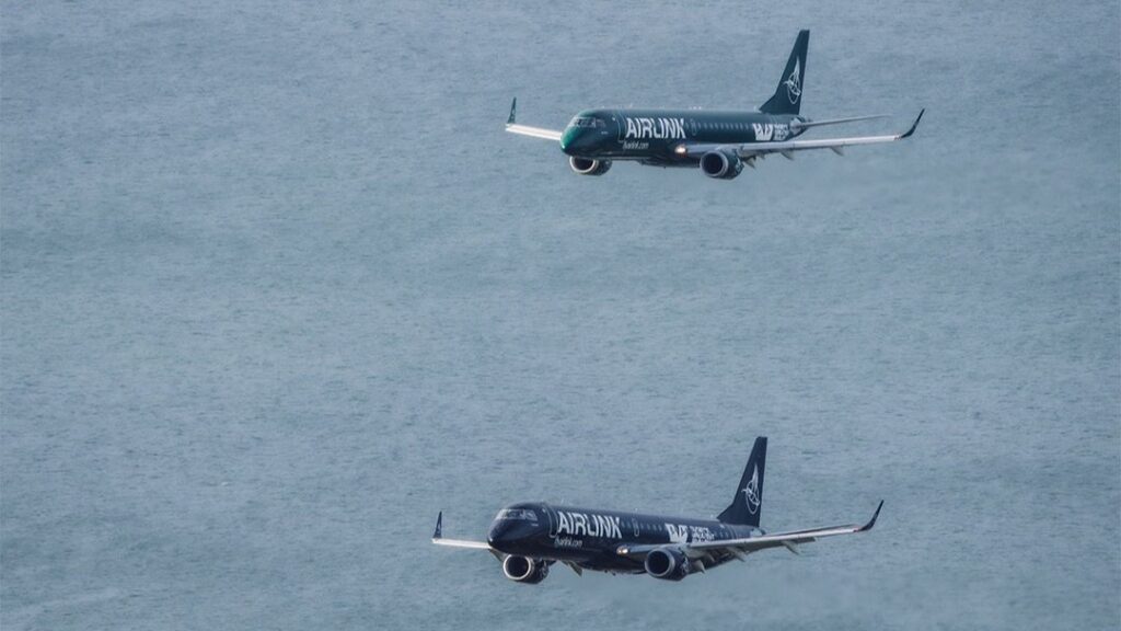 flypast ... The aircraft on approach to the stadium in Cape Town on Saturday. Photo: Airlink.