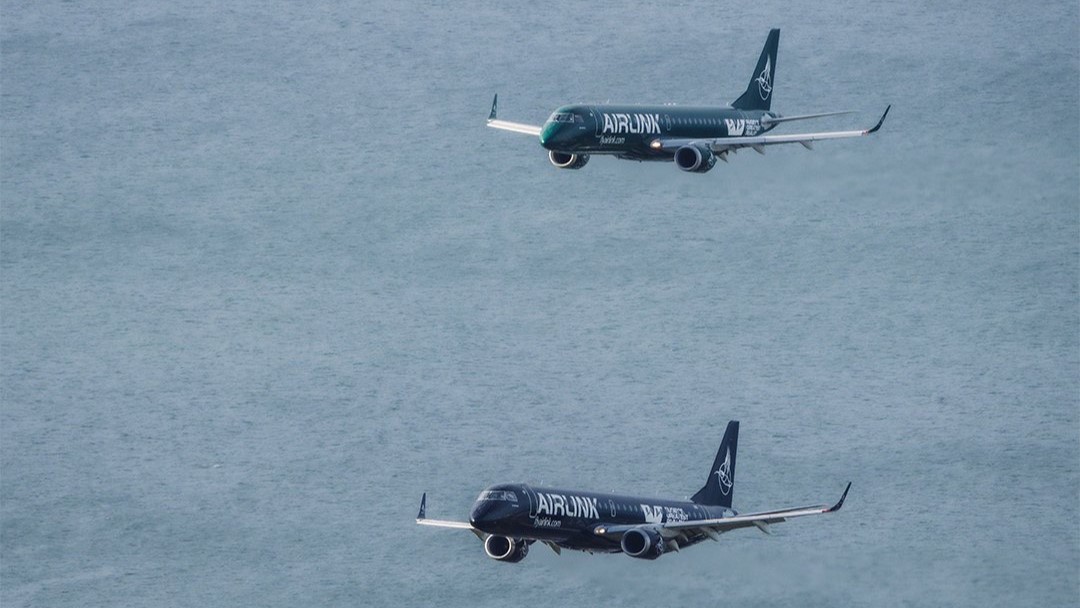 flypast ... The aircraft on approach to the stadium in Cape Town on Saturday. Photo: Airlink.