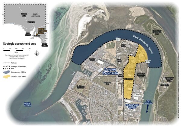 A strategic area assessment map of the proposed submarine yard on Lefevre Peninsula. Photo: Department of Defence
