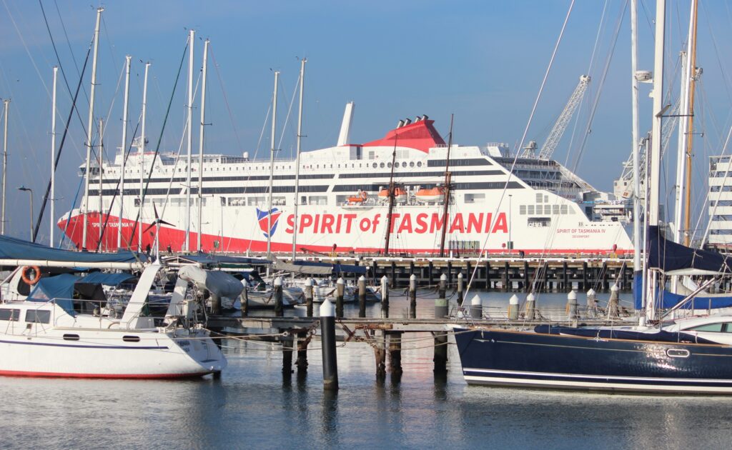 Devonport's new ferry anchored at Williamstown, Melbourne, earlier this year. Photo: ANDREW KACIMAIWAI