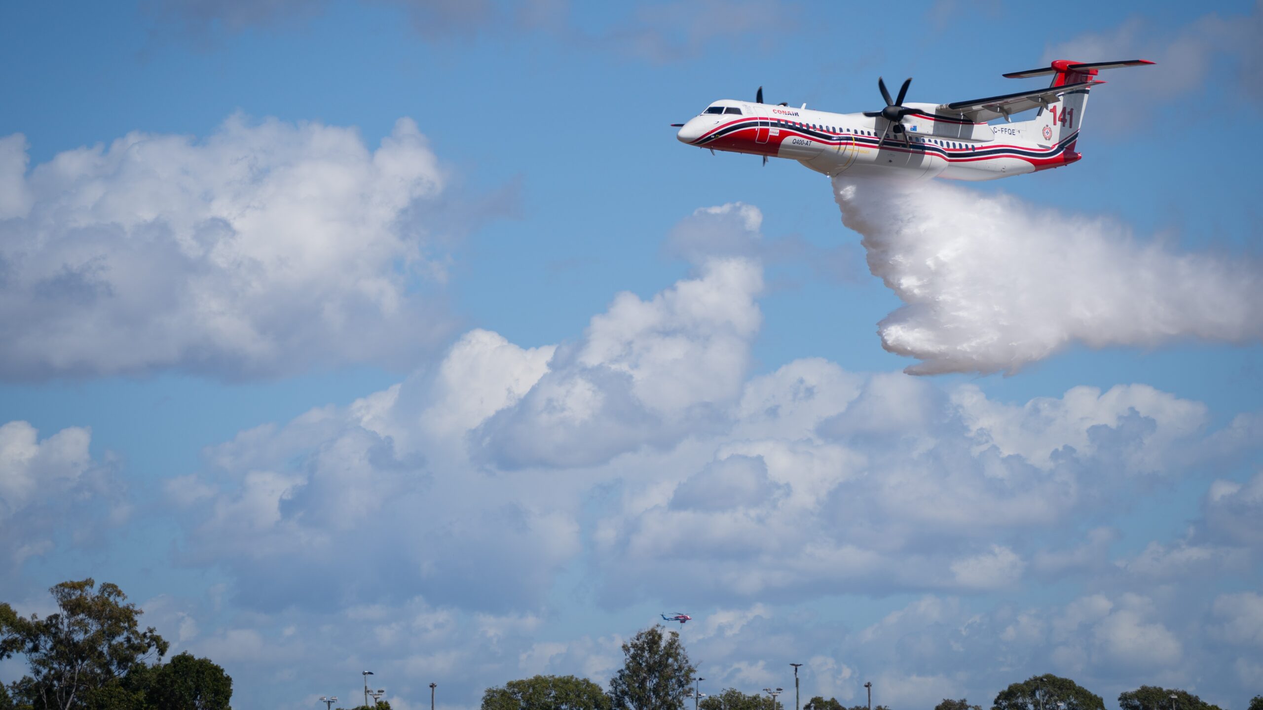 The new Canadian aircraft on the Bundaberg tarmac. It can carry a payload of 10,000 lites/ Photo: Queensland Fire Department