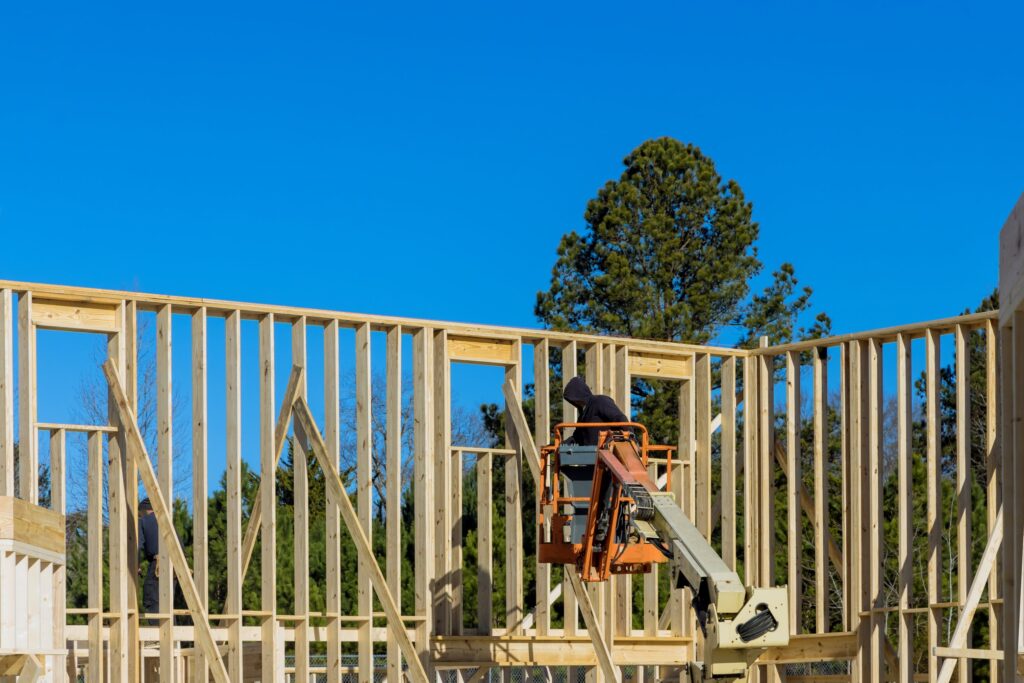 Timber frame of a new house under construction, Domestic Building Legal Service